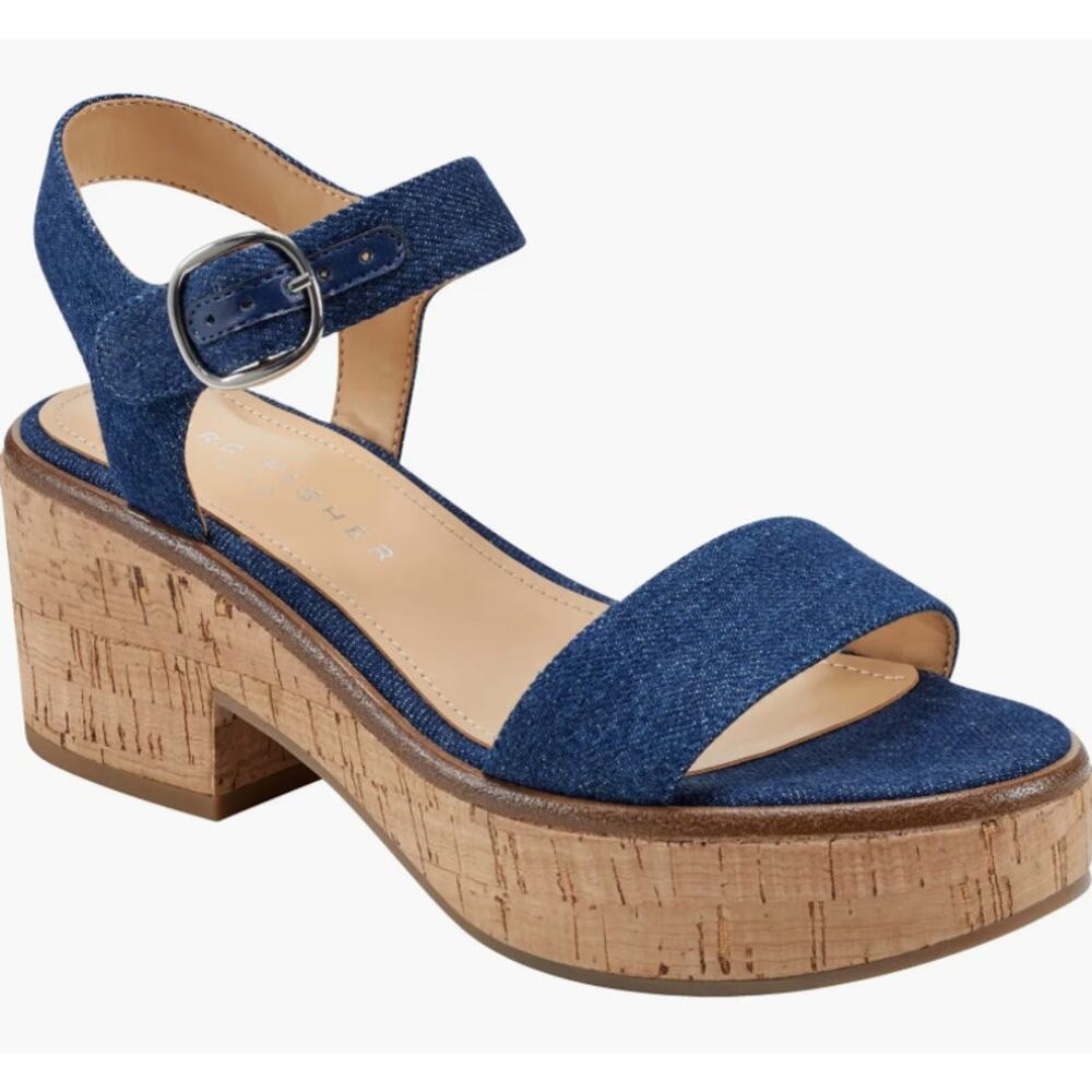 Marc Fisher LTD Women's Quessa Heeled Sandal Dark Blue 8.5 $130